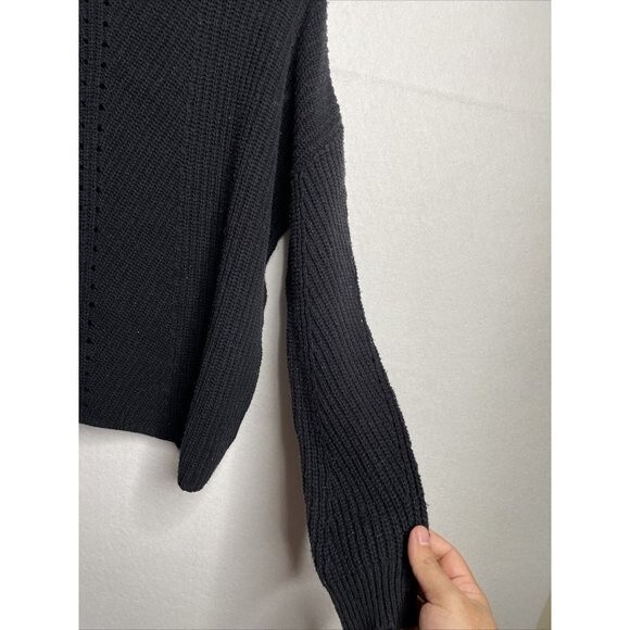Philomena Petti Women sz Large Black ribbed knit Turtleneck Sweater Chunky - Picture 6 of 12